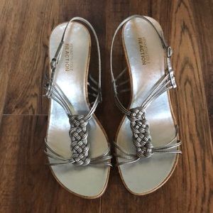 Kenneth Cole Reaction silver wedge heels